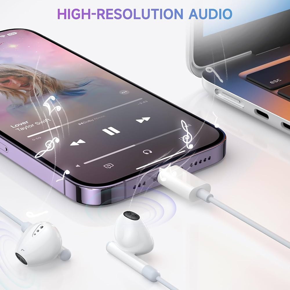 Amazon.com: ZENIPER Lightning Headphones Wired Earphones for
